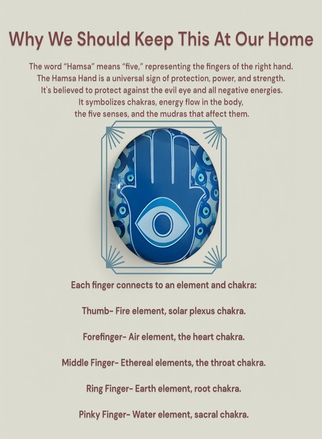 Seven Moon Decorative Evil Eye and Hamsa Hand Fridge Magnets Stylish Crystal Refrigerator Magnets for Kitchen Office Whiteboard Cute, Blue and White, Set of 4 - Image 5